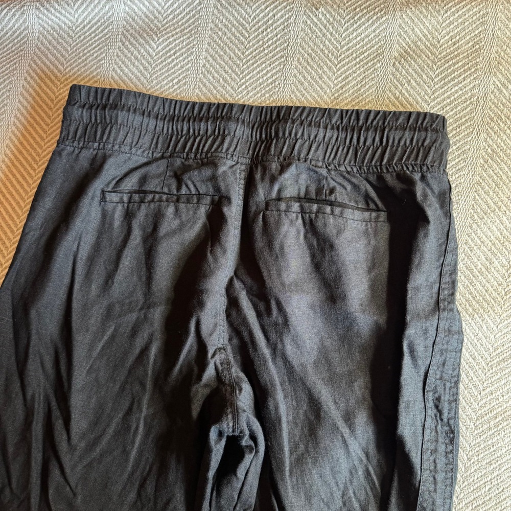 Athleta Cabo Linen Jogger Pants Black Drawstring Elastic Waist Zip Pockets 6 - Picture 6 of 10